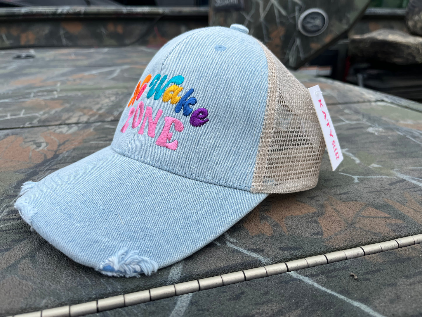 Katydid No Wake Zone Denim Trucker Hat
