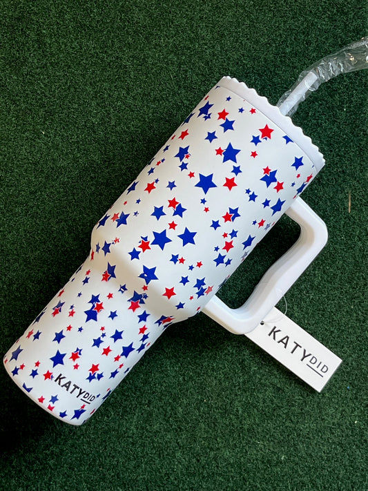 Katydid Red, White, Blue Star Tumbler