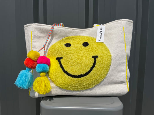 Katydid Happy Face Chenille Patch Tote