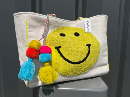 Katydid Happy Face Chenille Patch Tote
